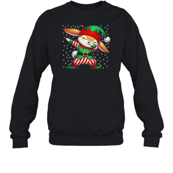 Christmas Bunny Elf Bunny Lover Rabbit Sweatshirt - Picture 1 of 4